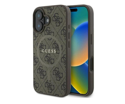 Etui / obudowa na smartfona Guess 4G Ring Classic Logo do iPhone 16 Plus brązowy